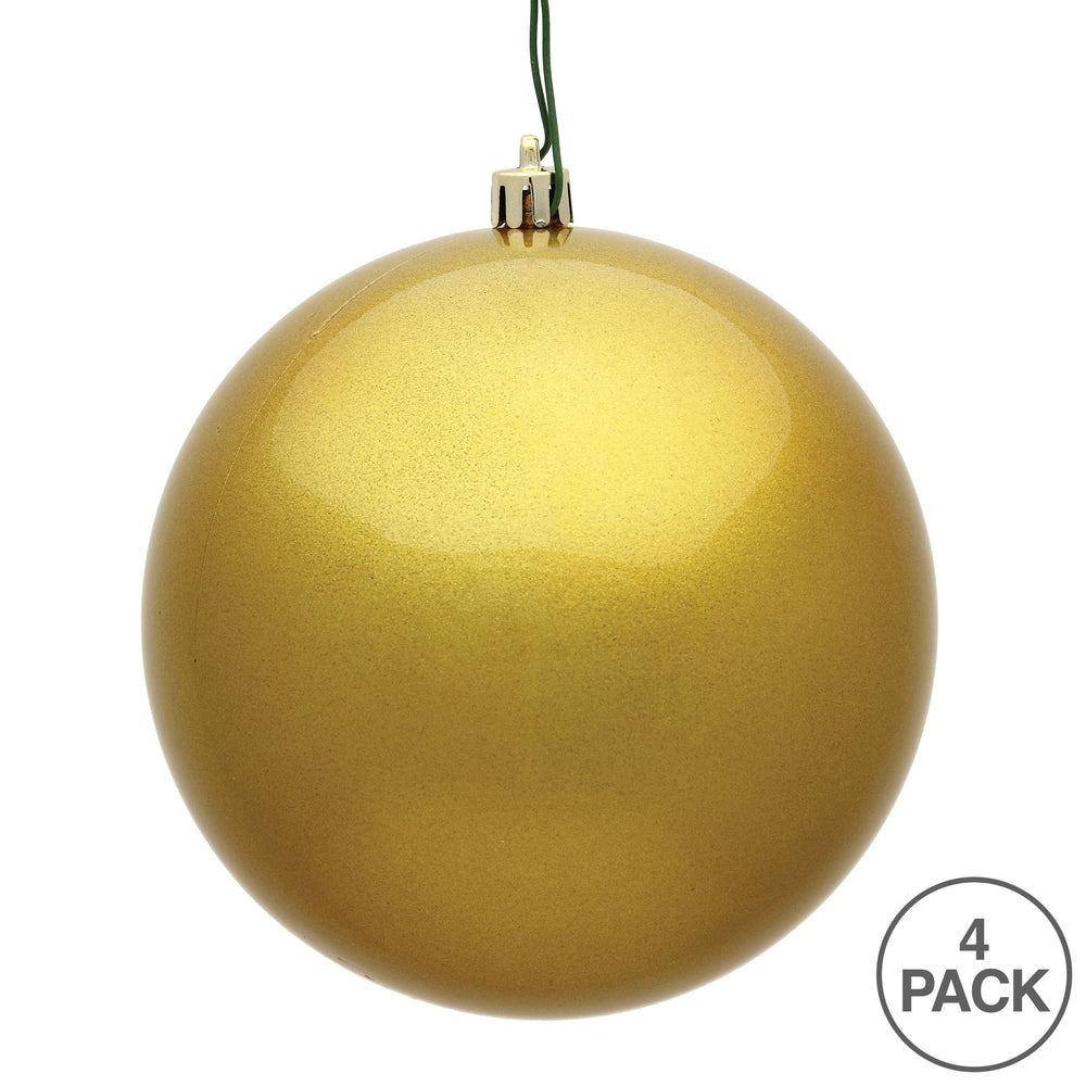 Vickerman 6" Gold Candy Ball Ornament 4 per Bag