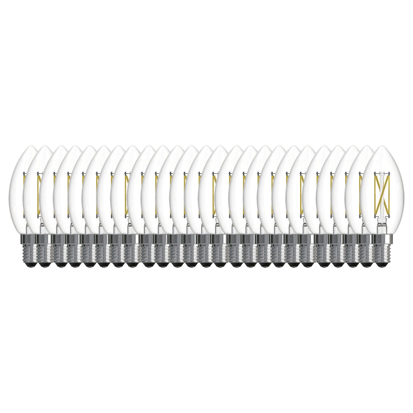 Bulbrite 776235 LED Filament Pack of 25, 4.1 Watt Dimmable B11 Light Bulb with Clear Finish and Candelabra Screw E12 Base - 2700K(Warm White Light), 400 lumens