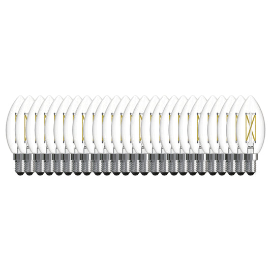 Bulbrite 776235 LED Filament Pack of 25, 4.1 Watt Dimmable B11 Light Bulb with Clear Finish and Candelabra Screw E12 Base - 2700K(Warm White Light), 400 lumens