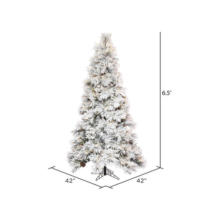 Vickerman 6.5' x 42" Flocked Atka Slim Artificial Christmas Tree Warm White LED lights.