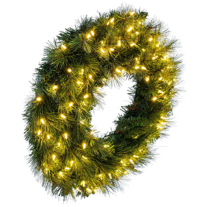 Vickerman 30" Brighton Pine Artificial Wreath with 100 Dura-Lit® Warm White LED Mini Lights and 175 PE/PVC Tips.