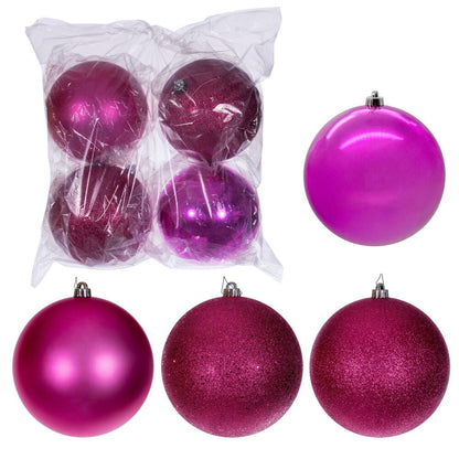 Vickerman 8" Hot Pink 4-Finish Ball Ornament 4 per bag.