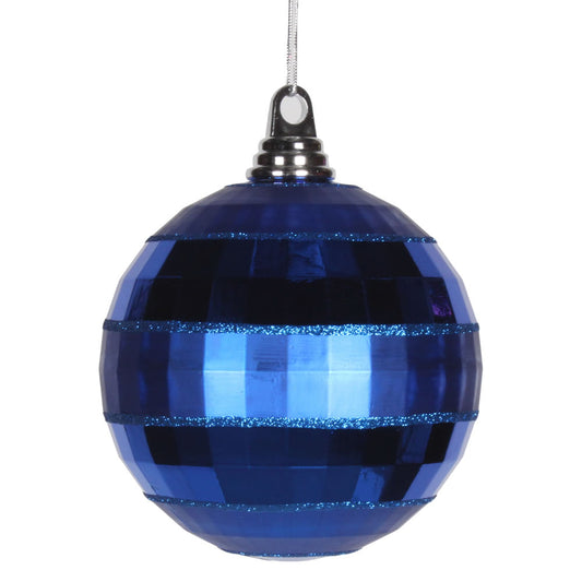 Vickerman 5.5" Blue Shiny and Matte Mirror Ball Christmas Ornament with Glitter Accents