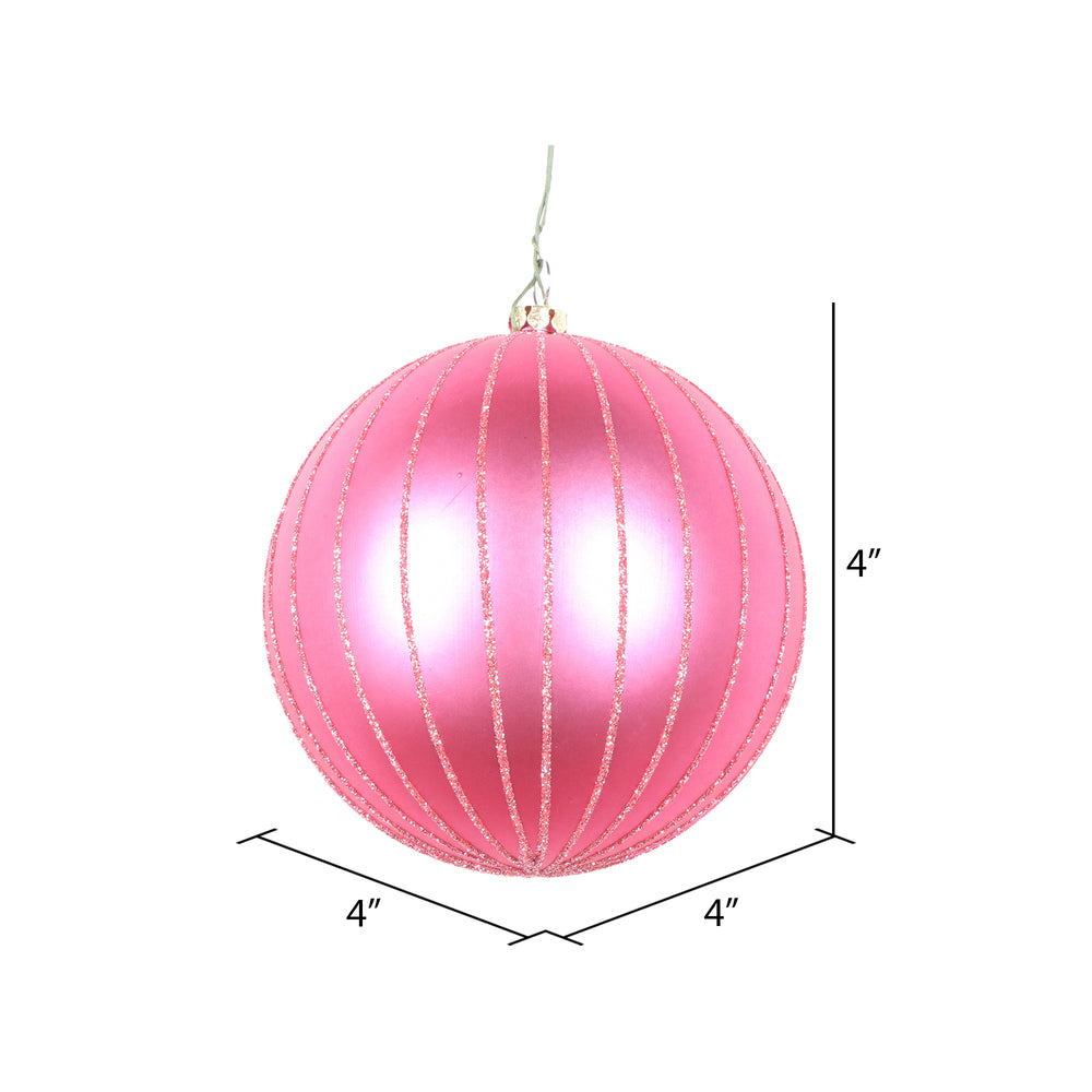 Vickerman 4" Mauve Matte Glitter Ball Christmas Ornament 4 pieces per bag