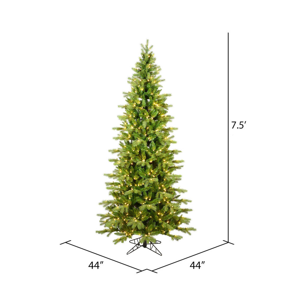 Vickerman 7.5' x 44" Balsam Spruce Slim Artificial Christmas Tree Warm White Dura-lit LED Lights