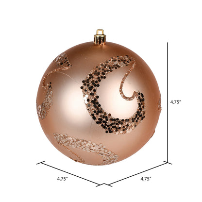 Vickerman 4.75" Café Latte Matte Sequin Swirl Ornament 4 per Bag