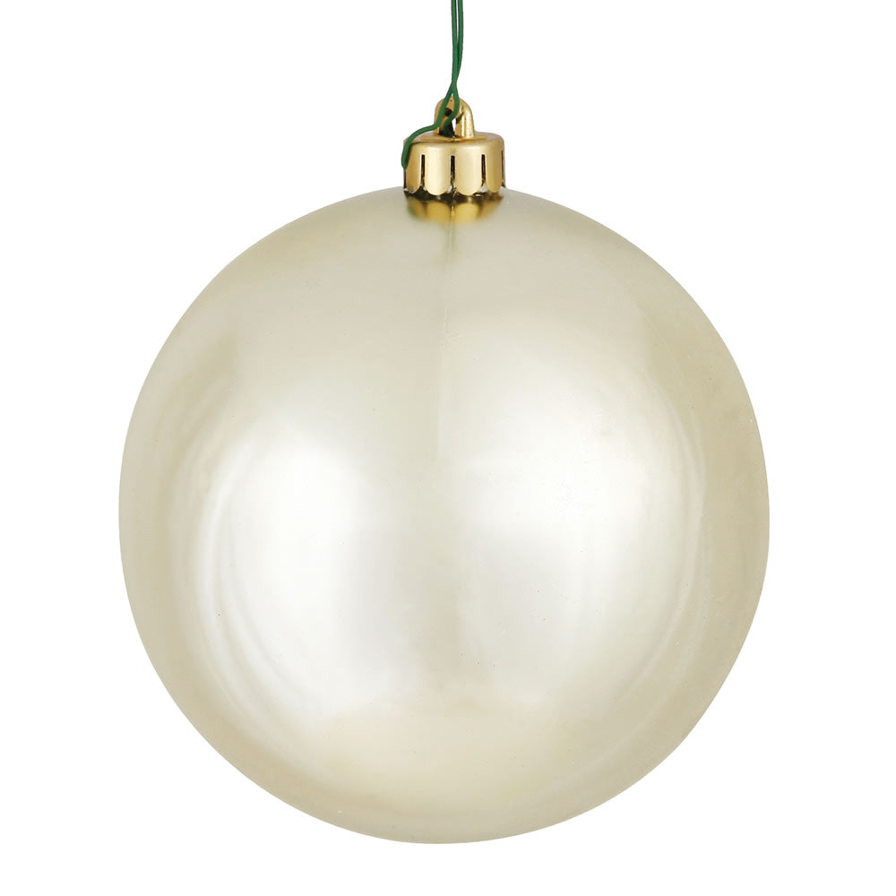 Vickerman 4" Champagne Shiny Ball Ornament 6 per Bag