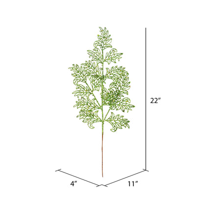 Vickerman 22" Lime Glitter Lace Holly Leaf Artificial Christmas Spray. Includes 12 sprays per pack.