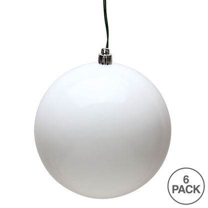Vickerman 4" White Candy Ball Ornament 6 per Bag