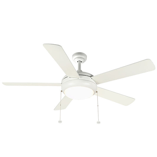 Westgate 52In 5-Blade Ceiling Fan And Light 3Cct 19W Integ. LED Pull Ch. White And White Blades, Commercial Indoor Lighting, 20W, 1750 Lumens, 30K/40K/50K, White And White Blades Finish