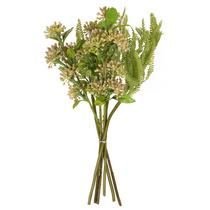 Vickerman 14" Mustard Yellow Artificial Wild Berry and Green Fern Bundle 2 per bag.