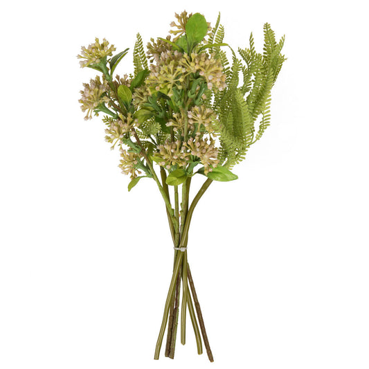 Vickerman 14" Mustard Yellow Artificial Wild Berry and Green Fern Bundle 2 per bag.