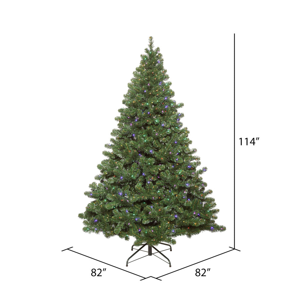 Vickerman 9' Oregon Fir Artificial Christmas Tree Wide Angle Single Mold Multi-Colored LED Lights