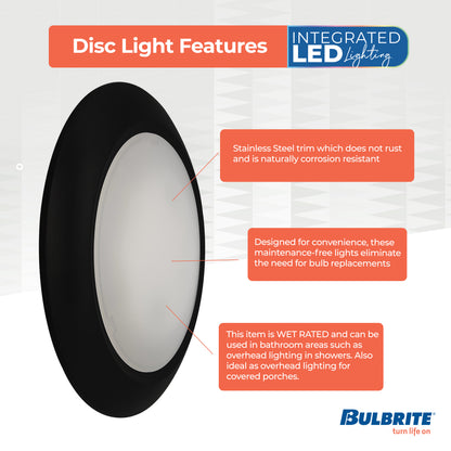 Bulbrite 773278 25-Watt LED 10" Disc, 3000K, 2000 Lumens, Black Finish