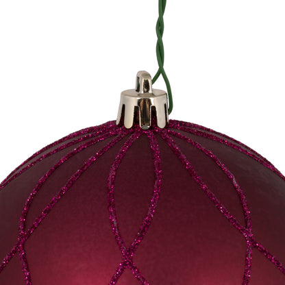 Vickerman 8" Berry Red Matte and Glitter Swirl Ball Ornament