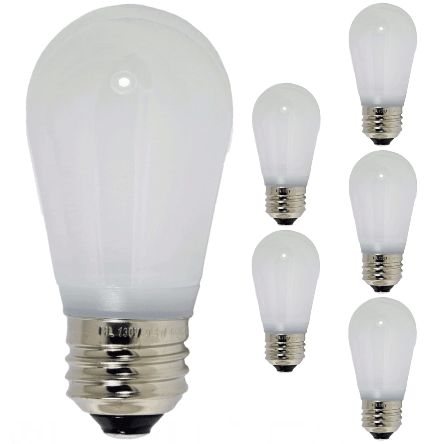 Damar- S14 LED String Light Bulb Twinkle Bright White 5000K 0.55W-1.5W E26 Medium Base 100-130V Pack of 6- Shatterproof Replacement White Bulb for Patio Backyard Caf? Bistro