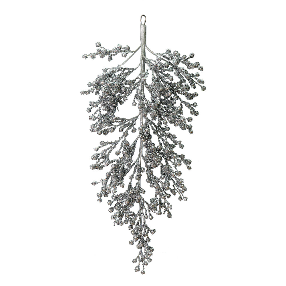 Vickerman 33" Silver Glitter Berry Artificial Christmas Door Swag Unlit