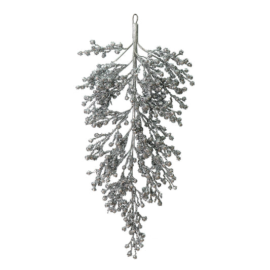 Vickerman 33" Silver Glitter Berry Artificial Christmas Door Swag Unlit