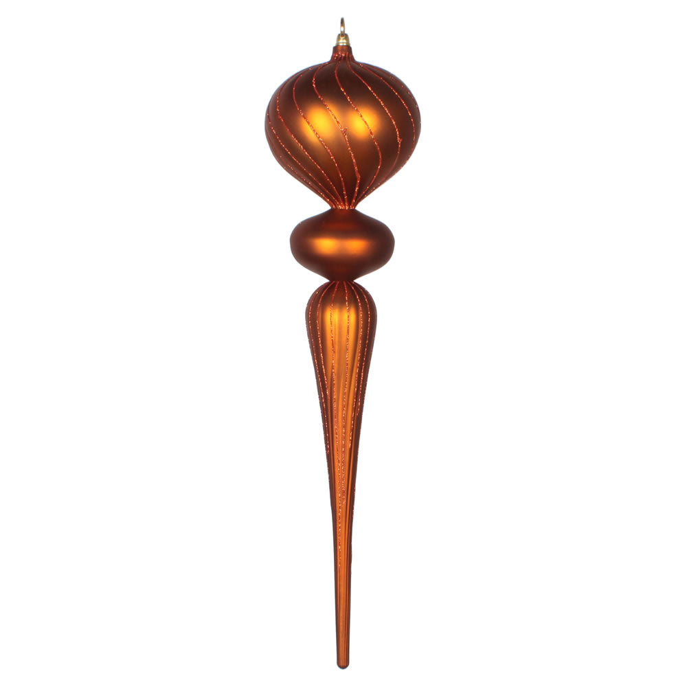 Vickerman 25" Copper Matte Glitter Finial Ornament. This ornament is the perfect addition to any holiday decorating project.