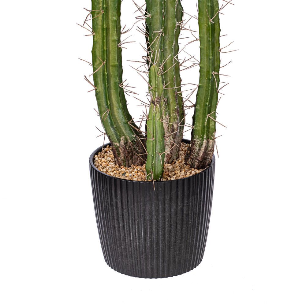 Vickerman 56.5" Artificial Green Cactus Black Plastic Planters Pot.