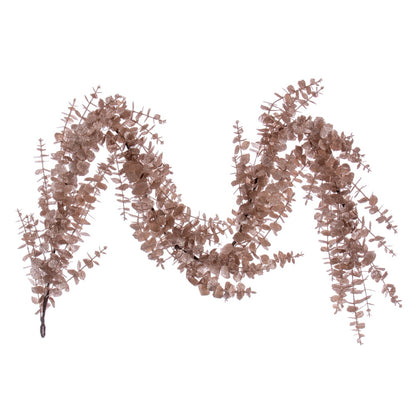 Vickerman 6' Café Latte Artificial Eucalyptus Glitter Garland.