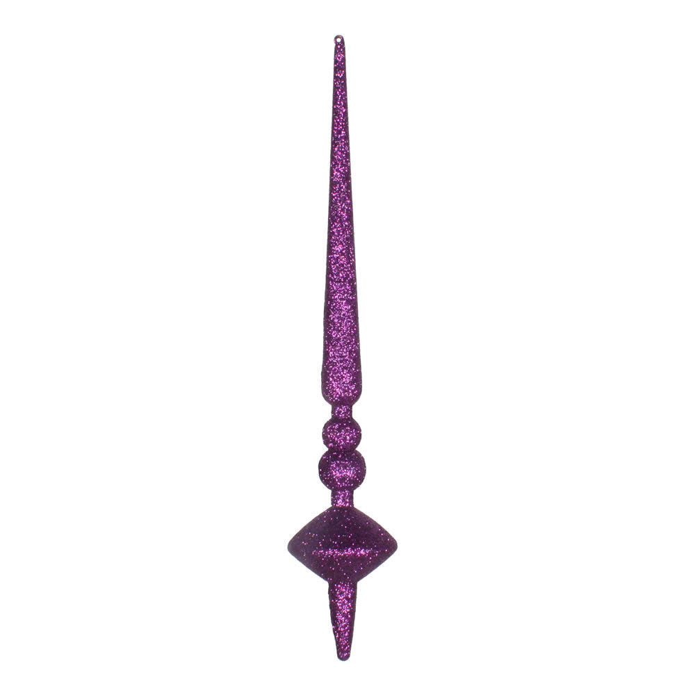 Vickerman 12" Lilac Glitter Cupola Finial. This long finial ornament adds depth and texture to any holiday decorating project. Made with shatterproof plastic. Includes 3 pieces per bag.