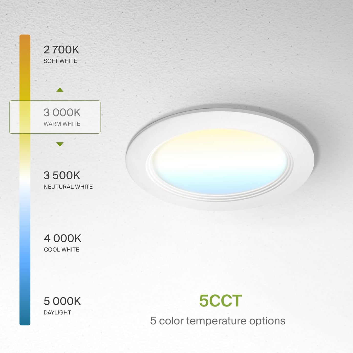 ASD Lighting LED Recessed Mini Panel Round 6inch 15W 120-277V 0-10V Dimmable 2700/3000/3500/4000/5000K with Baffle Trim White ETL Energy Star