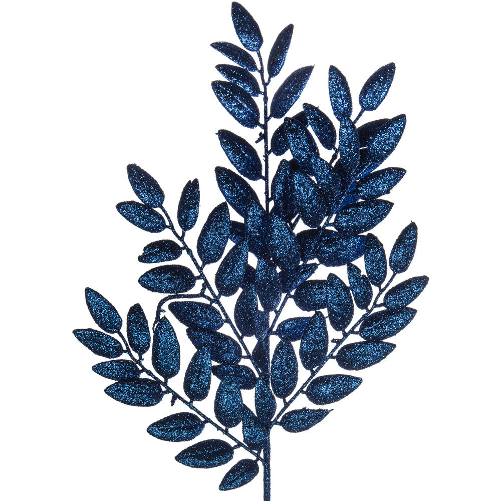 Vickerman 22" Blue Glitter Honey Locust Artificial Christmas Spray. Includes 6 sprays per pack.