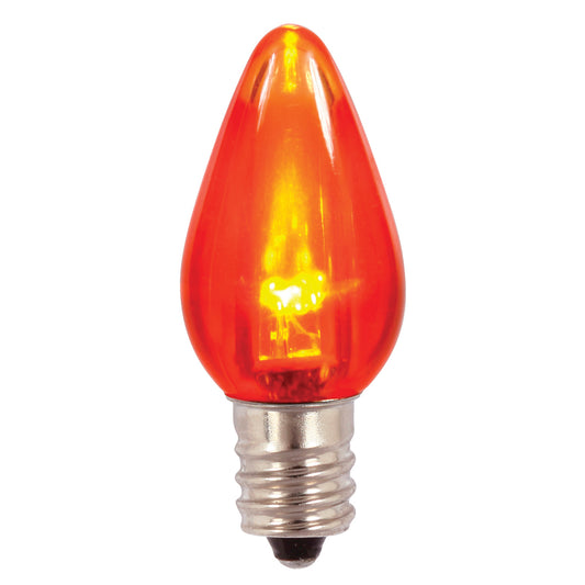 Vickerman C7 Twinkle Transparent Plastic LED Orange Dimmable Bulb, 25 per Pack.