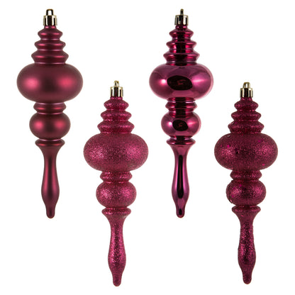 Vickerman 7" Berry Red 4-Finish Finial Ornament 8 per Box