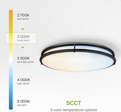 ASD Lighting LED Double Ring Flushmount Oval 32inch 50W 120V Triac 2700/3000/3500/4000/5000K Black ETL