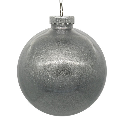 Vickerman 4" Clear Ball Christmas Ornament with Silver Glitter Interior 6 Pieces per bag