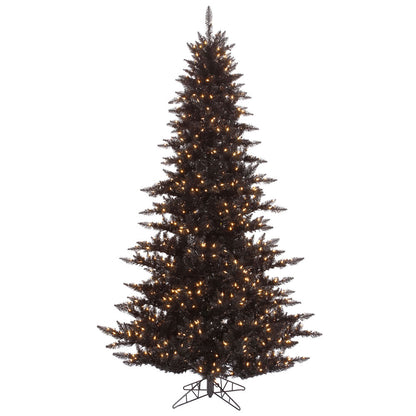 Vickerman 7.5' Black Fir Artificial Christmas Tree Warm White Dura-lit LED Lights