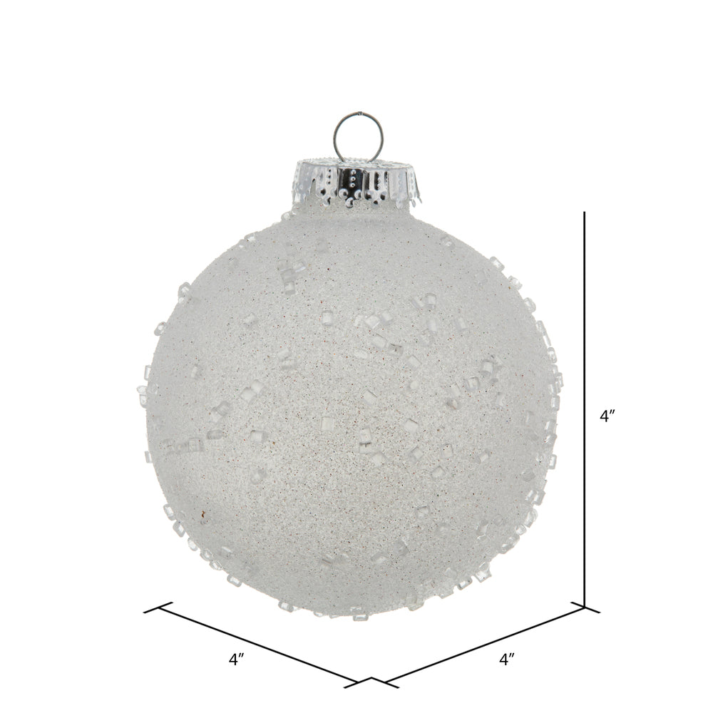 Vickerman 4" White Ice Ball Ornament 6 per Bag