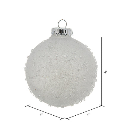 Vickerman 4" White Ice Ball Ornament 6 per Bag