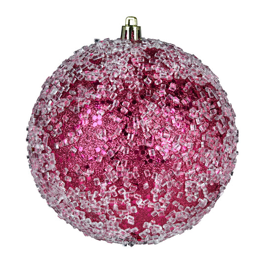 Vickerman 6" Berry Red Glitter Hail Ball. 4 per pack.