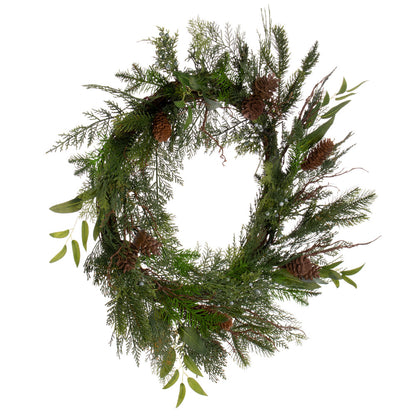 Vickerman 24" Cedar Pine Cone Twig Artificial Christmas Wreath Unlit