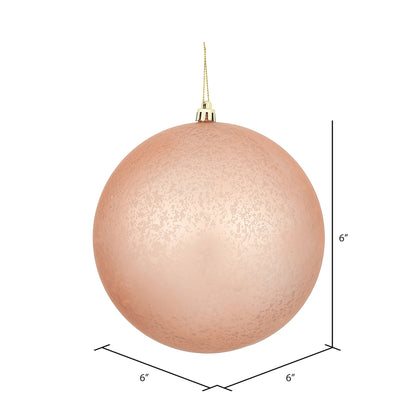 Vickerman 6" Rose Gold Matte Mercury Ball Ornament 4 per Bag