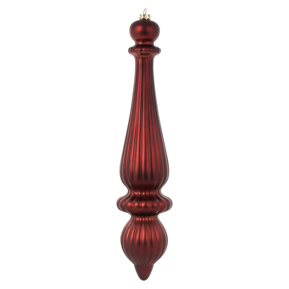 Vickerman 14" Burgundy Matte Finial Drop Christmas Ornament UV Treated with Wired Cap 2 per bag