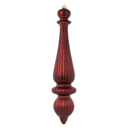 Vickerman 14" Burgundy Matte Finial Drop Christmas Ornament UV Treated with Wired Cap 2 per bag