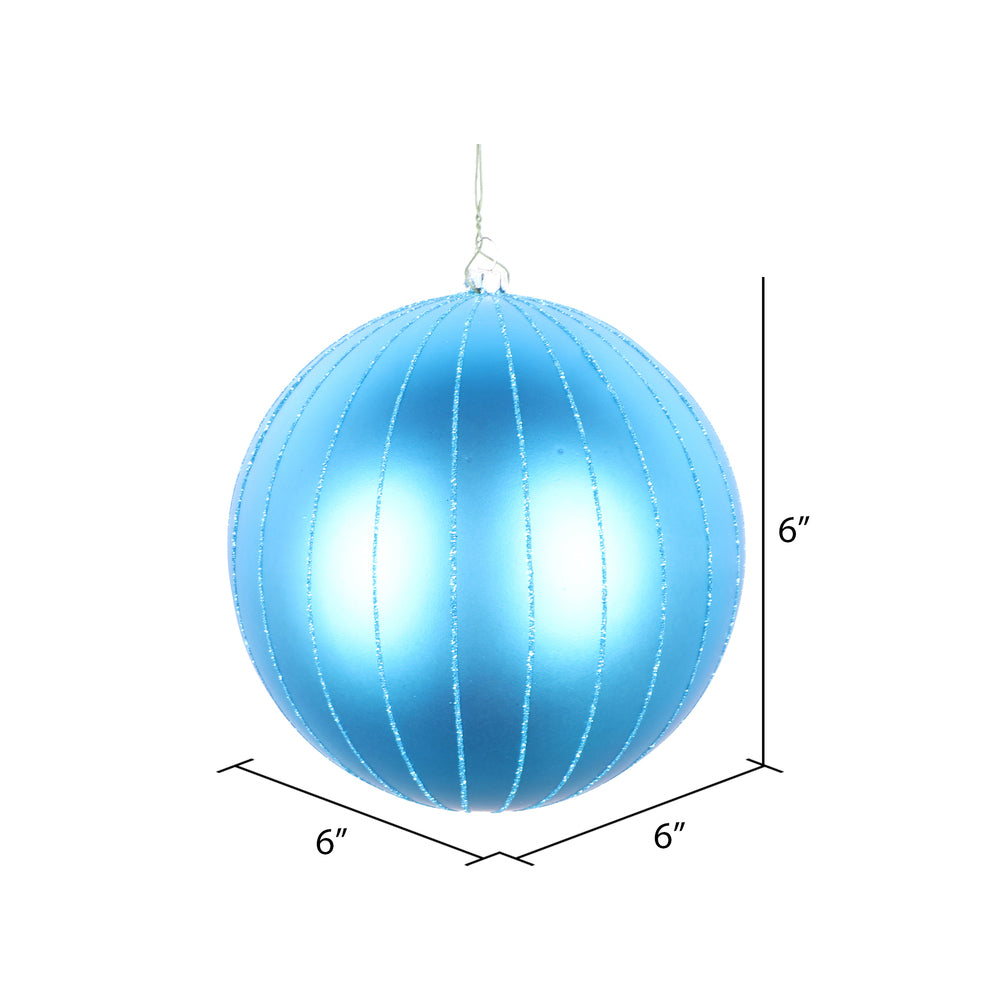 Vickerman 6" Turquoise Matte Glitter Ball Christmas Ornament 2 pieces per bag