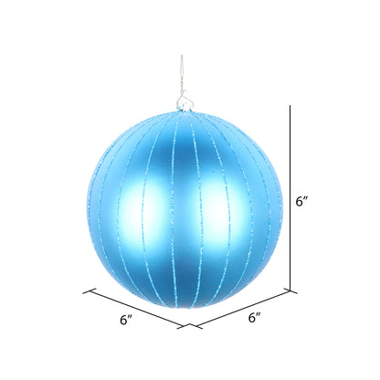 Vickerman 6" Turquoise Matte Glitter Ball Christmas Ornament 2 pieces per bag