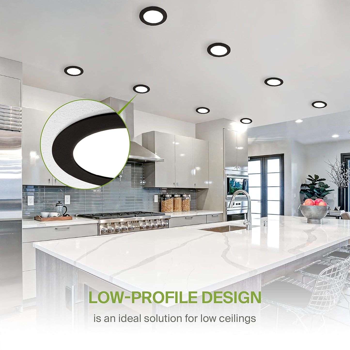ASD Lighting LED Round Recessed Mini Panel 4" 12W 120V Dimmable CCT Selectable 2700/3000/3500/4000/5000K Black UL Energy Star 6pack