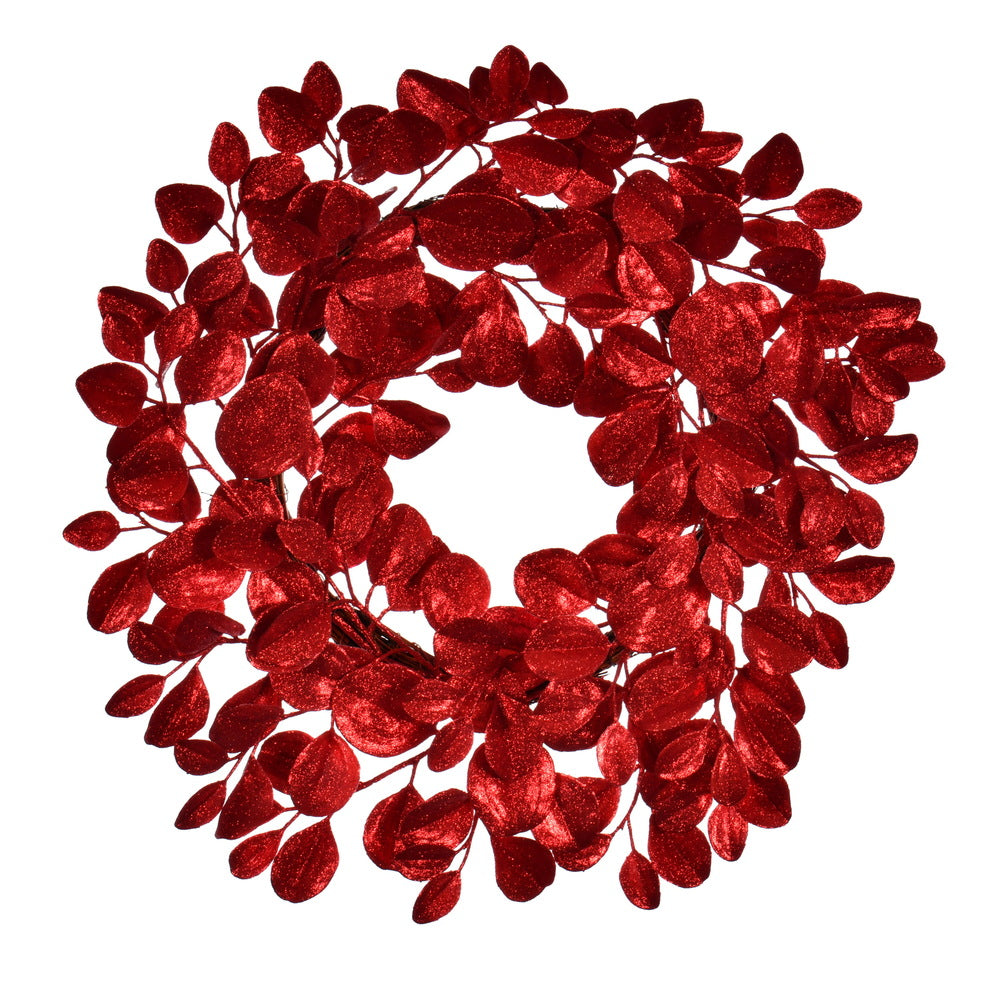 Vickerman 24" Red Artificial Dogwood Glitter Wreath.