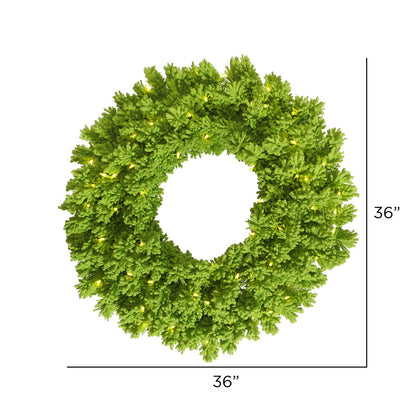 Vickerman 36" Flocked Lime Fir Artificial Christmas Wreath Lime Dura-Lit LED lights.