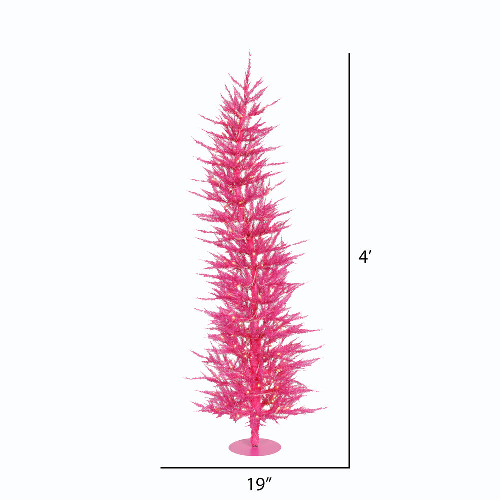 Vickerman 4' Pink Laser Artificial Christmas Tree Pink Dura-lit LED Lights