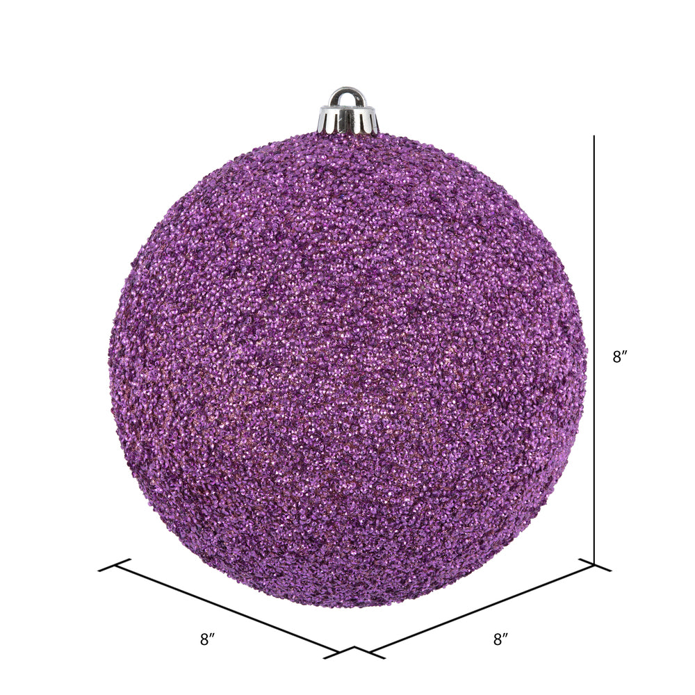 Vickerman 8" Mauve Beaded Ball Ornament 2 per Bag