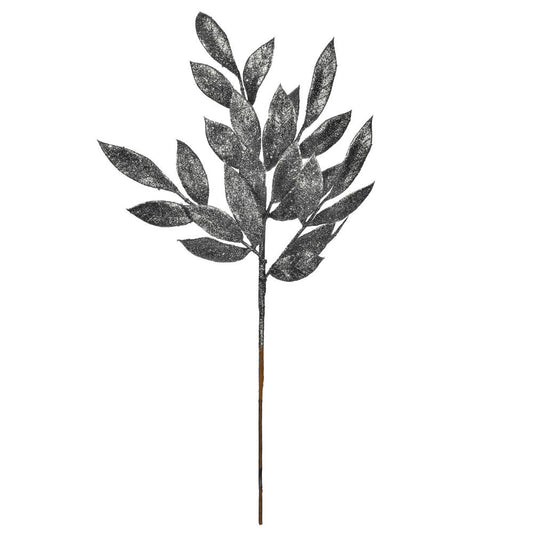 Vickerman 22" Pewter Glitter BayLeaf Artificial Spray 12 per bag.