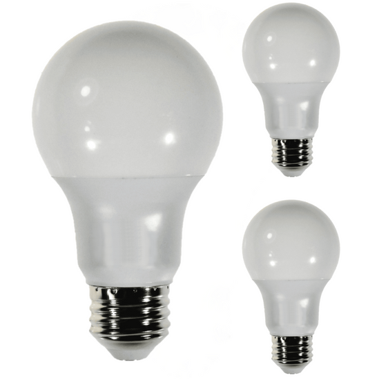 Damar A19 LED Light Bulb 8W 800 Lumen E26 Medium Base 5000K Bright White for Bedroom Living Room Lamp Home Light Bulb 120V CRI80 230° Beam Angle Damp Rated White Finish Pack of 3