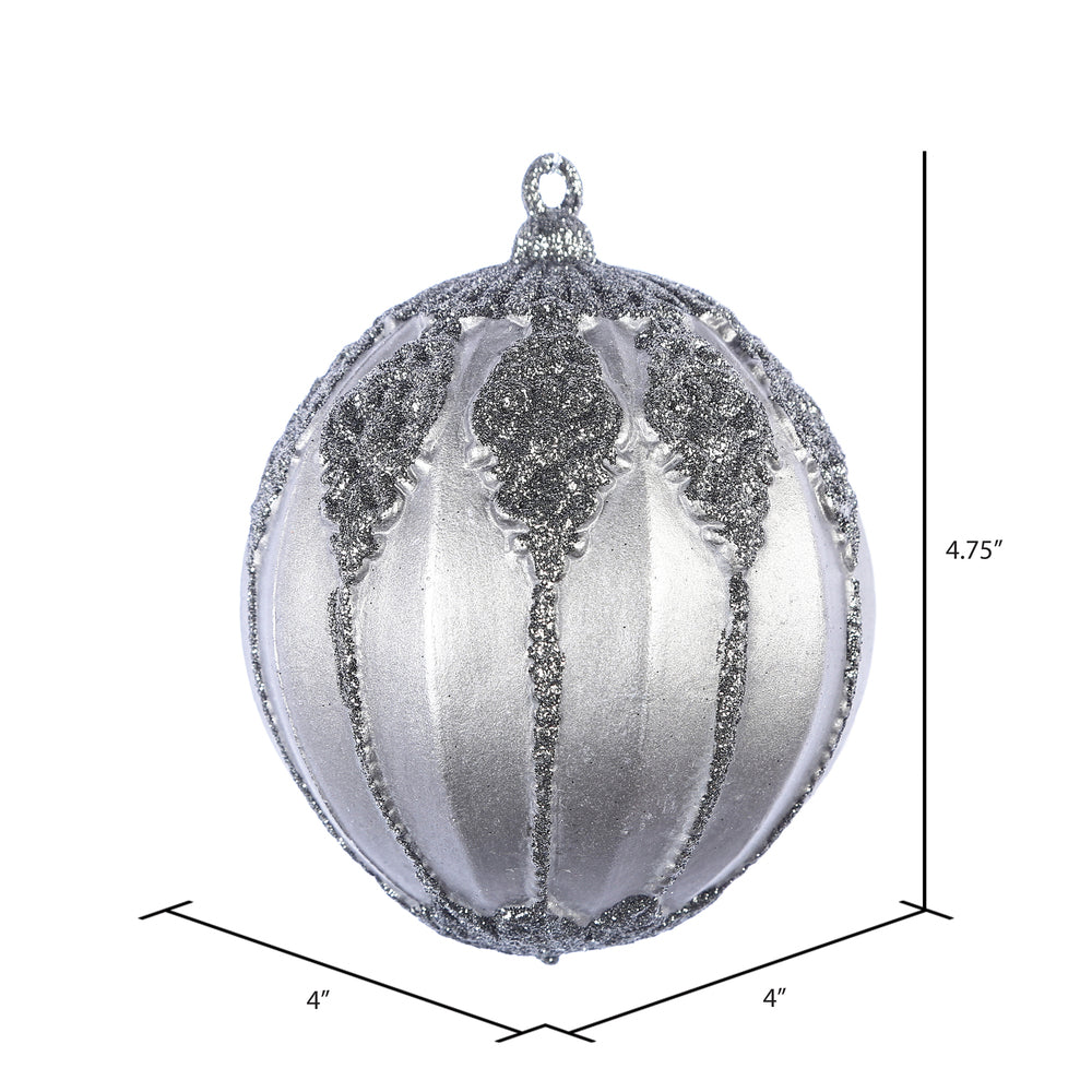Vickerman 4.5" Gunmetal Antique Embossed Line Ball Ornament 3 per Bag